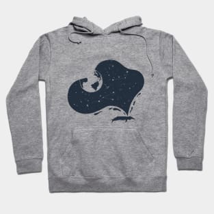 Creative Illustration. Double Exposure Effect. Whale in Space Hoodie